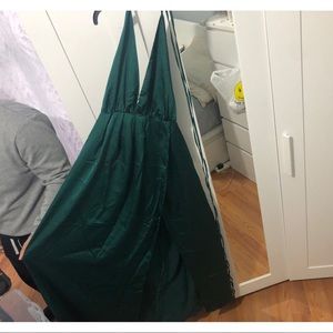 COPY - Green halter maxi dress with side slit Size Medium